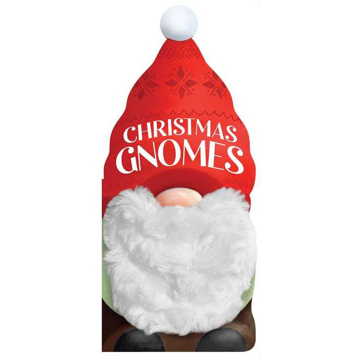 Cardboard standee of a Christmas gnome with a red hat labeled 'Christmas Gnomes' on a white background.