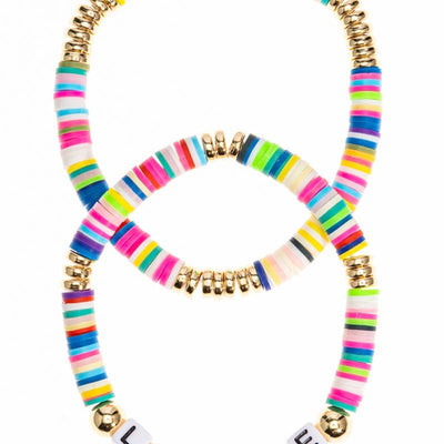 Bracelets | 2 Piece LOVE Rubber Bead Layered Bracelets  | Fashion City