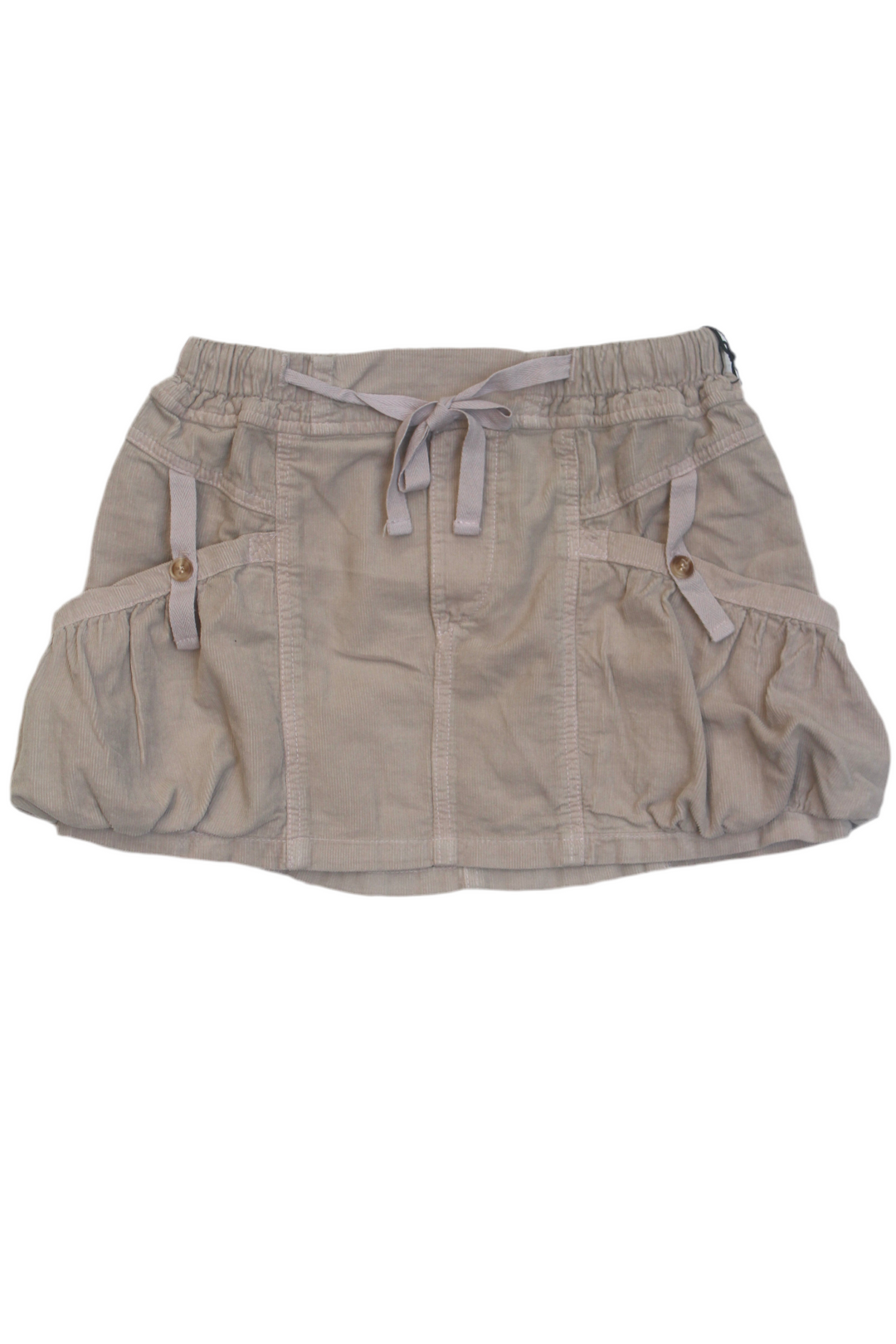 Beige skirt with multiple pockets on a white background