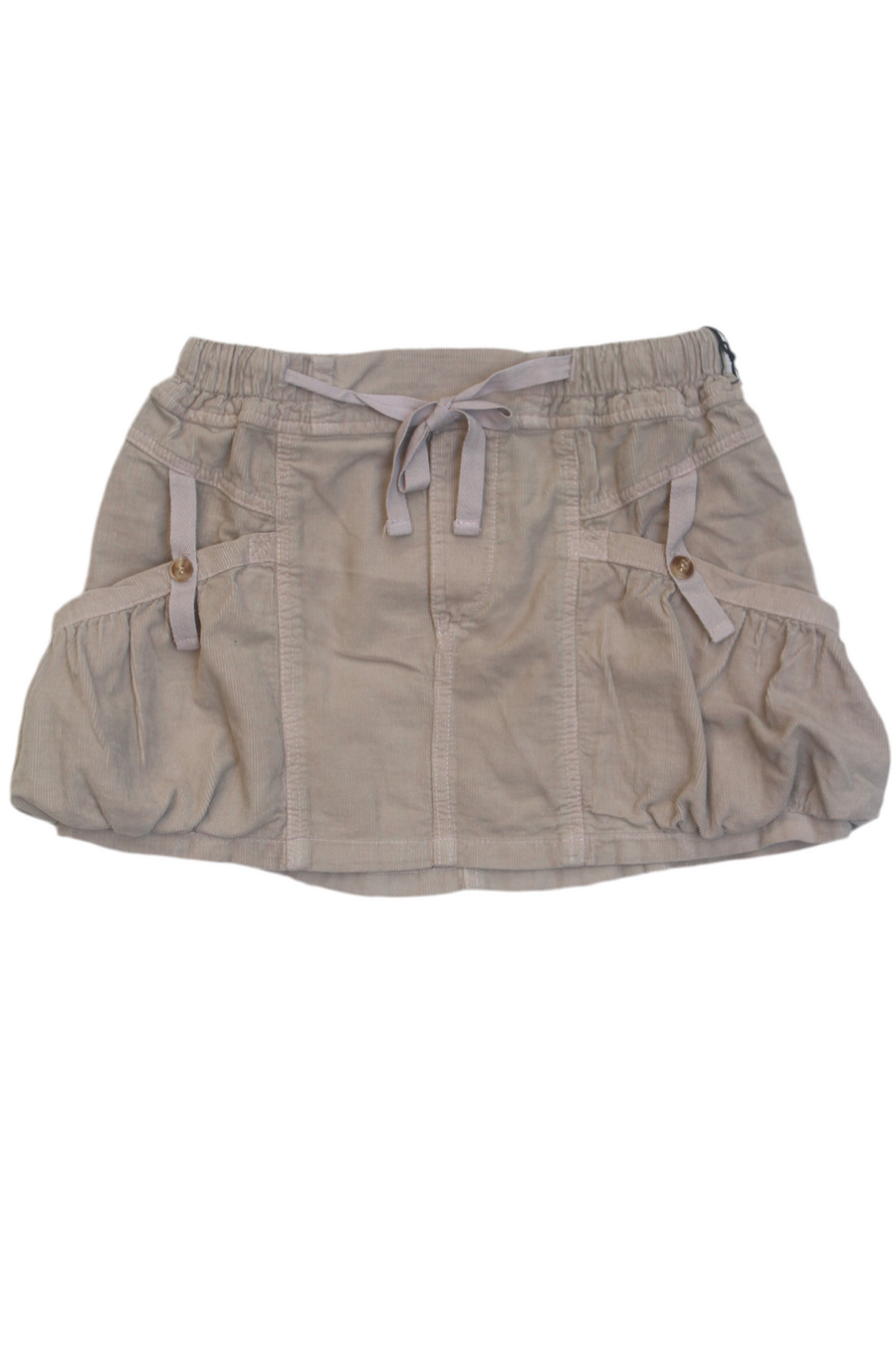 Beige skirt with multiple pockets on a white background