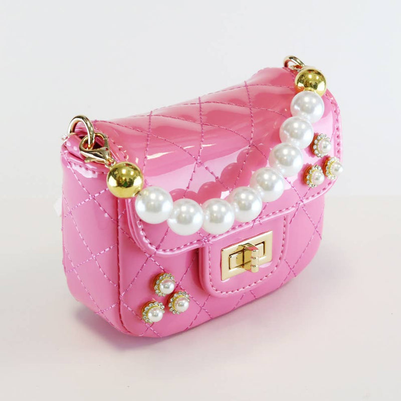 Handbags | Embellished Patent Quilted Purse- Fuchsia | Doe a Dear