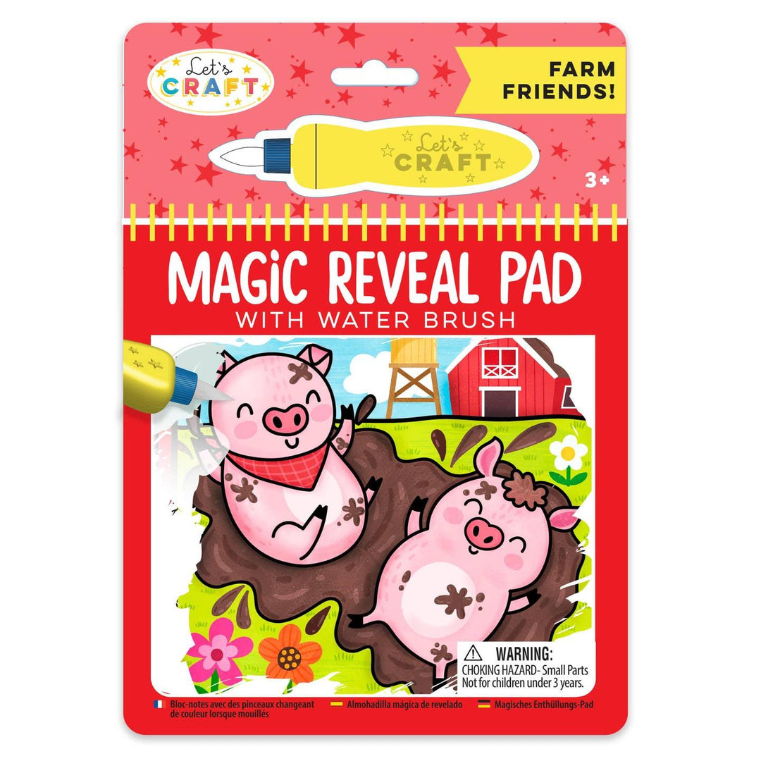magic reveal pad with water brush in the theme of farm friends. 