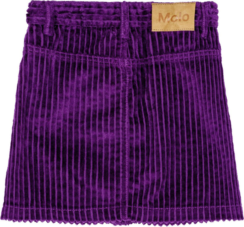 The back of Molo Bera Warm Purple Velvet Corduroy Skirt.