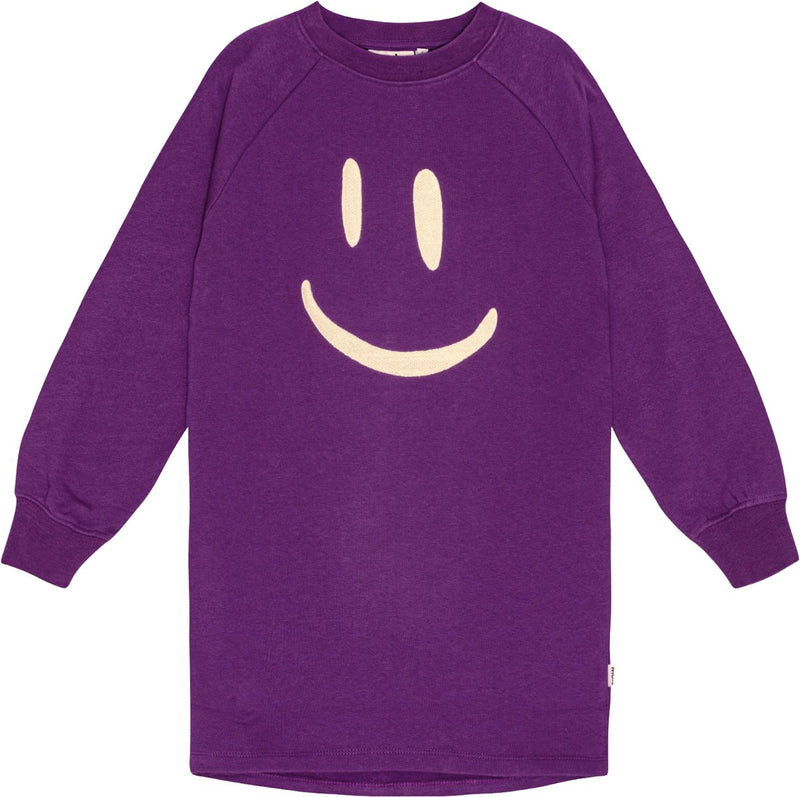 Carola Warm Purple Long Sleeve Dress with Smiley Face from Molo