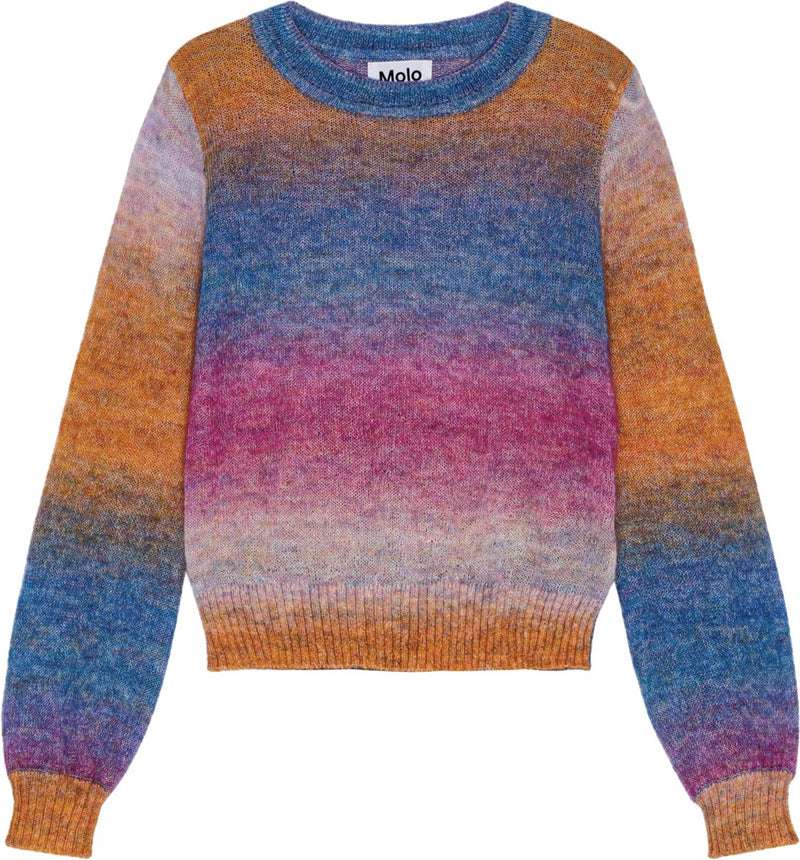 Gemina Rainbow Stripe Round Neck Sweater from Molo. 