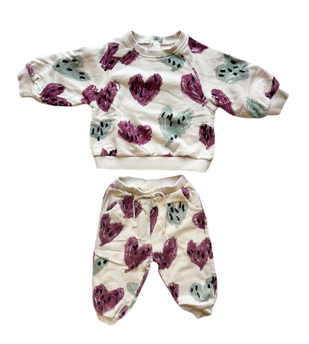 Baby Girl Bottoms | Fleece Jogges - Mint Hearts | Play Up