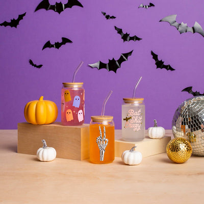 Seasonal Holiday Glassware | Bat Shit Crazy Halloween Can Glass | Talking Out of Turn