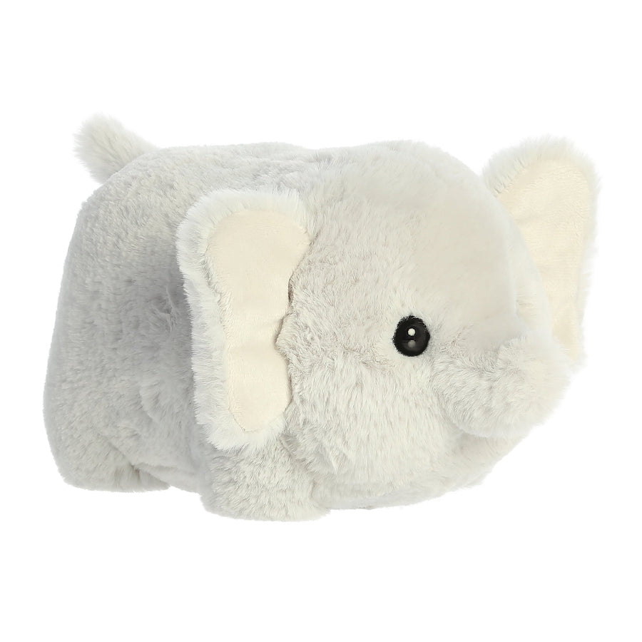 Plush elephant toy on a white background