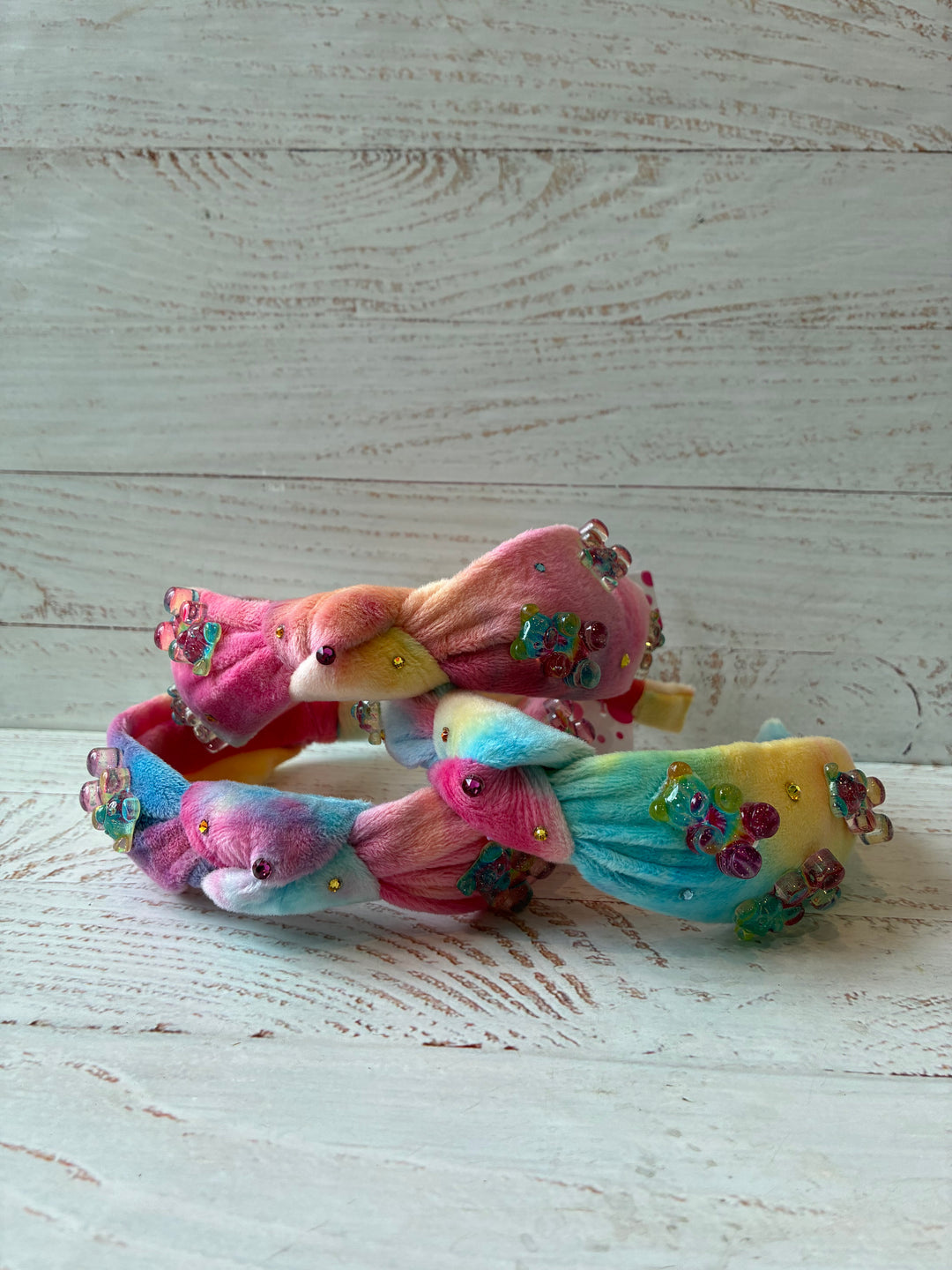 Headband | Tie Dye Velour Knot Headband with Large Gummy Bears | Bari Lynn Accessories