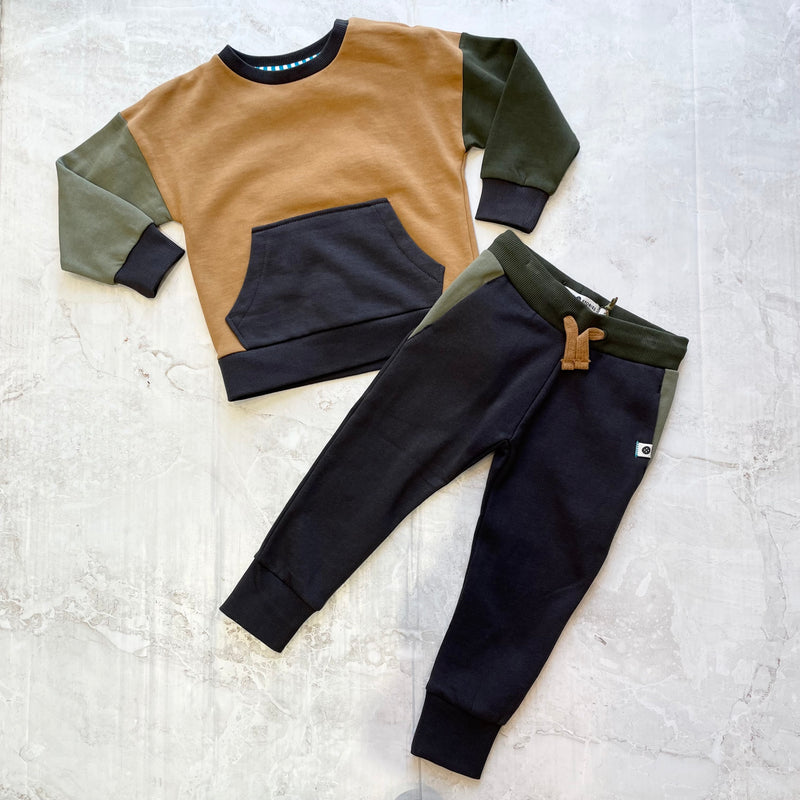 Boys Set | 2PCS: Camel and Navy Color Block | Babyface