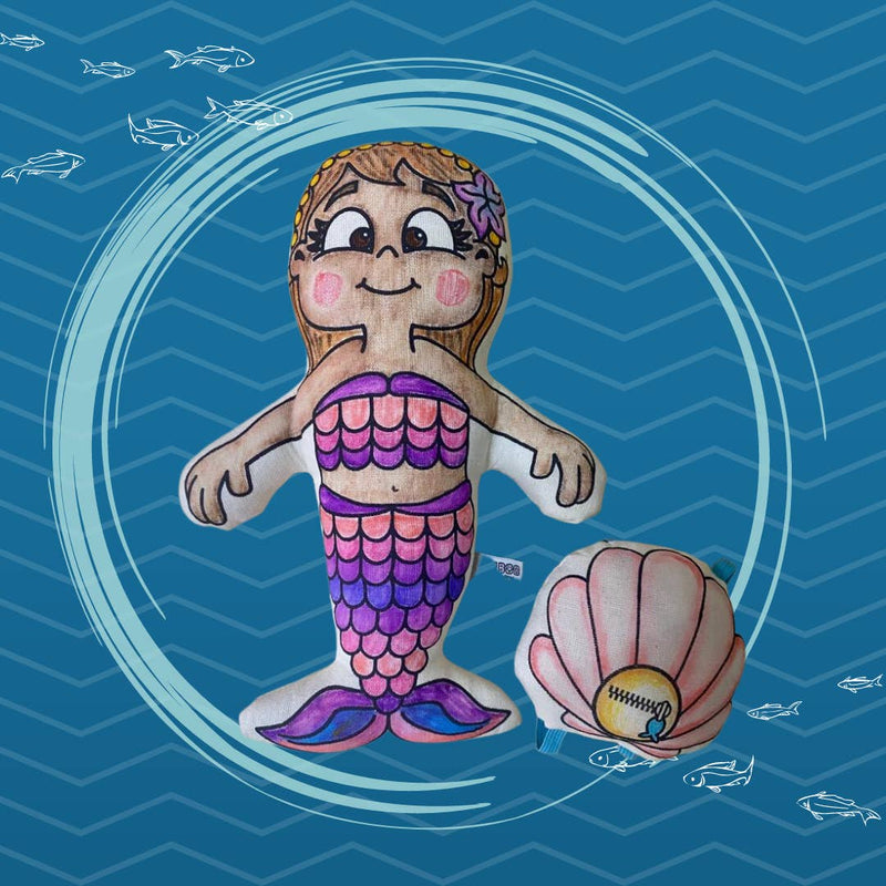 Doll | Mermaid with Mini Shell Backpack Coloring Doll | Kiboo Kids