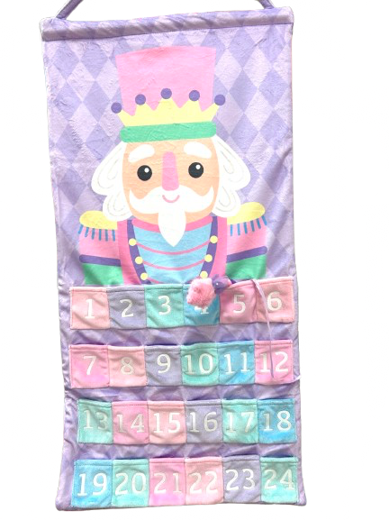 plush advent calendar with a Nutcracker design and pockets for each day counting down to Christmas