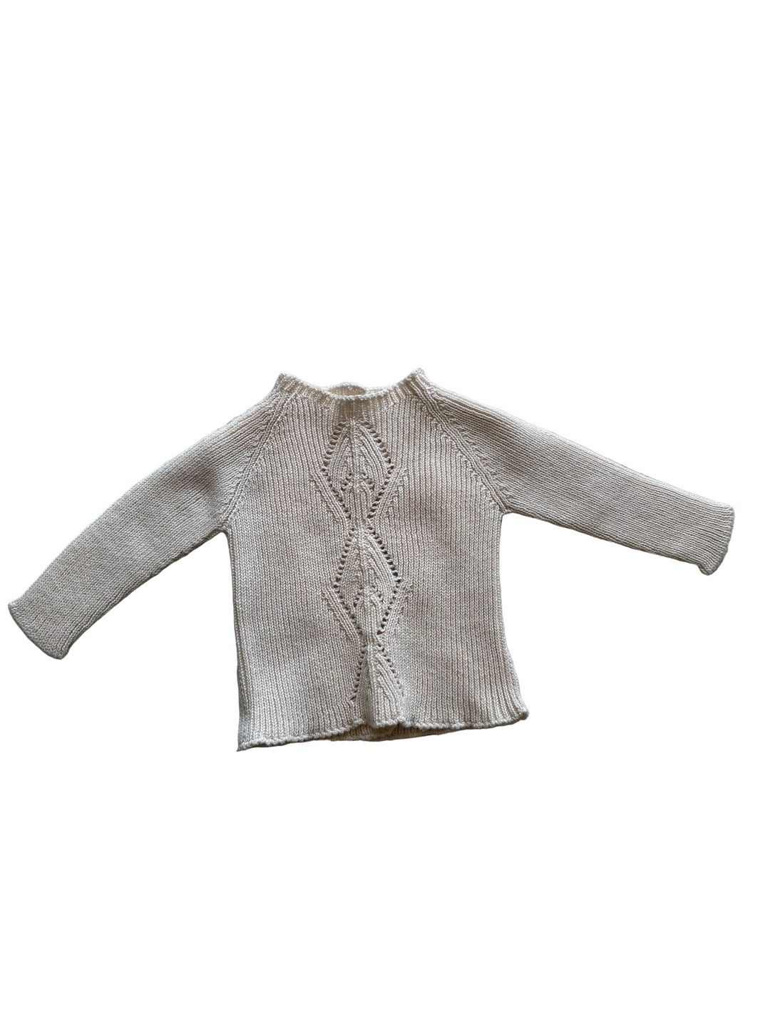 Baby Girl Sweater | Knit Openwork Sweater- Cream | Li and Me
