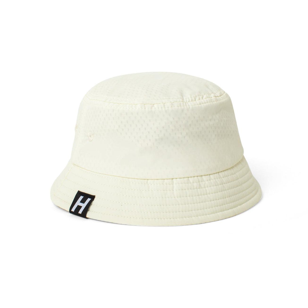 picture of bucket hat up close, breathable material for hat. 