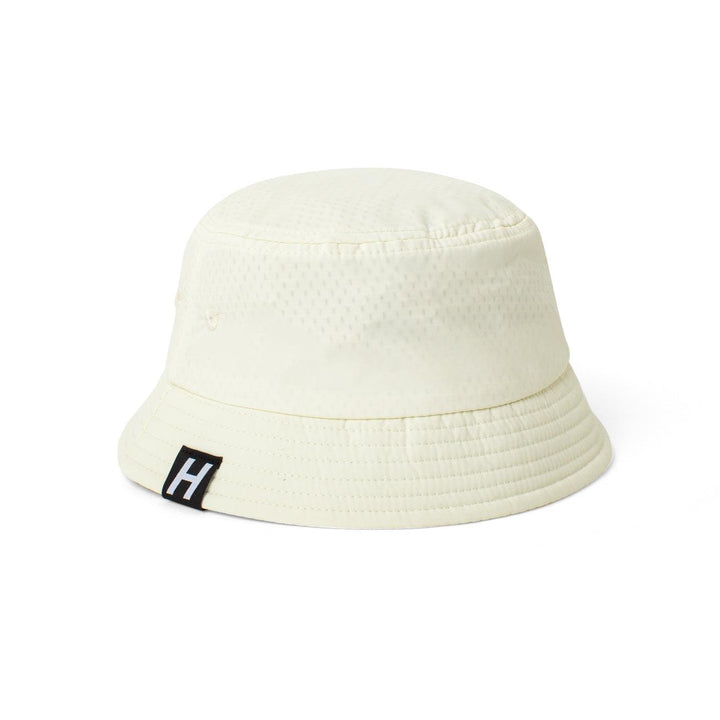 picture of bucket hat up close, breathable material for hat. 