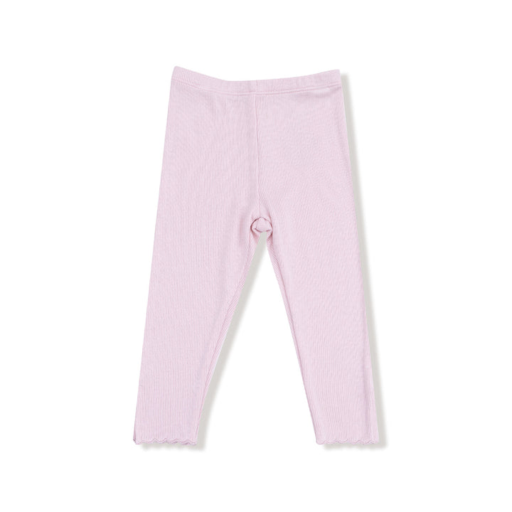 Pink baby leggings on a white background
