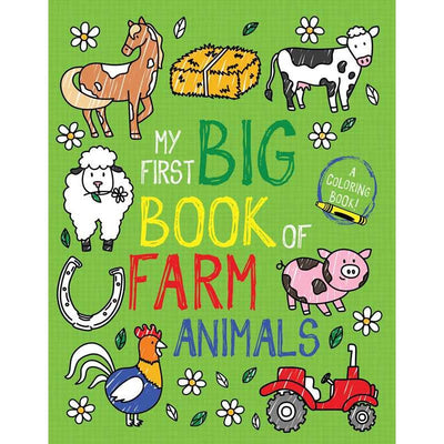 coloring book titled "My first big book of Farm Animals" with a green cover