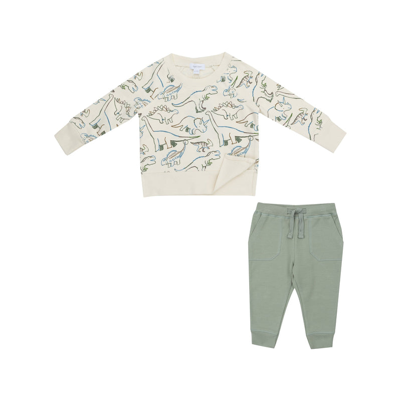 Boys Sets | 2PCS: Artsy Dinos Sweatshirt and Jogger Set | Angel Dear