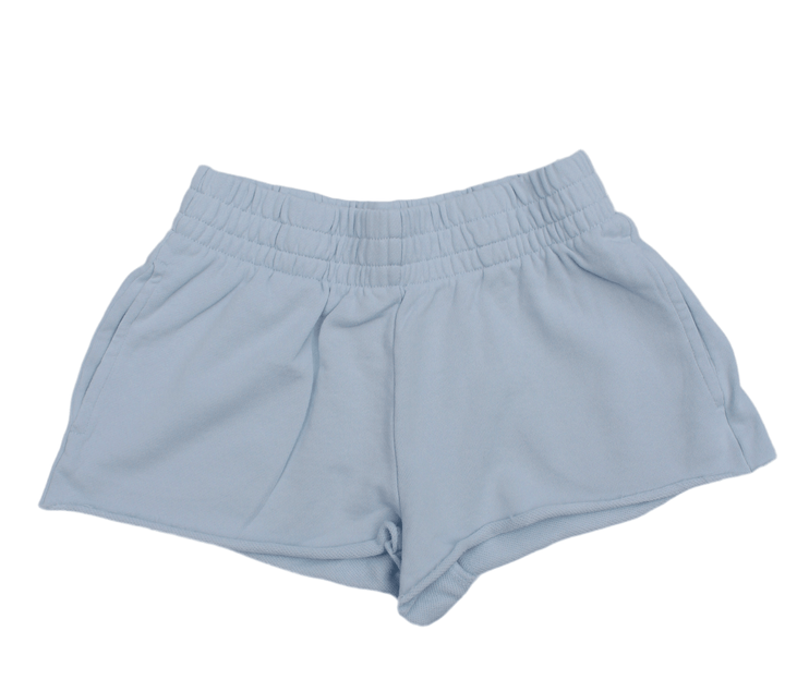 elastic waist shorts in baby blue 
