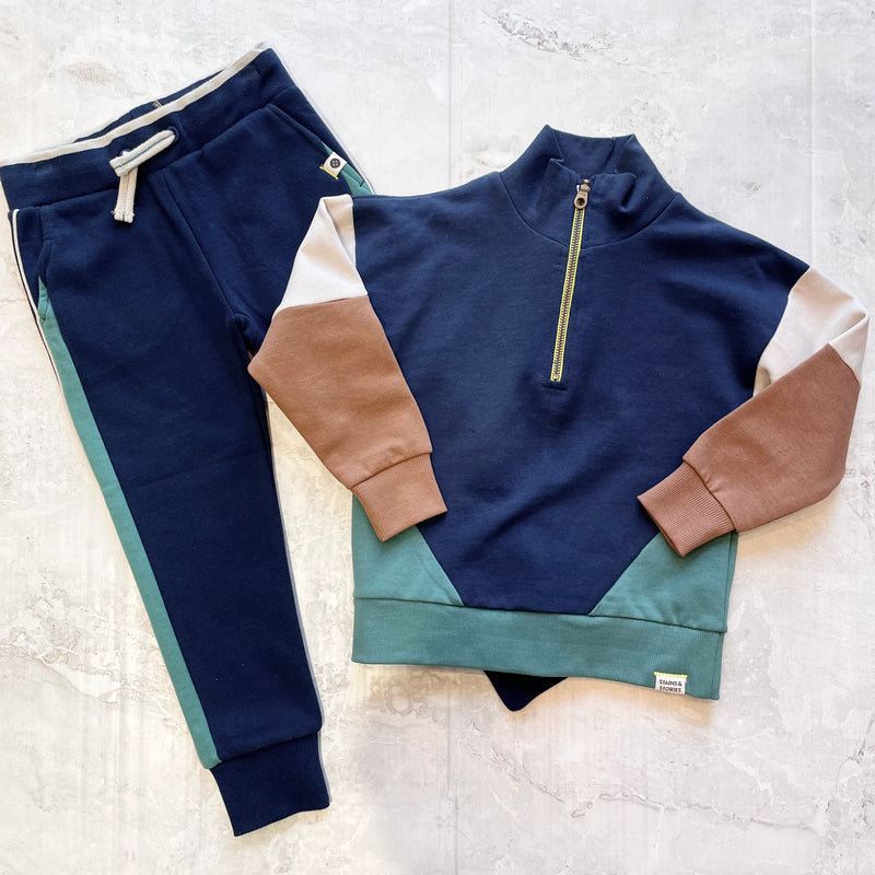 Boys Sets | 2PCS: Color Block - Navy and Caramel | BABYFACE