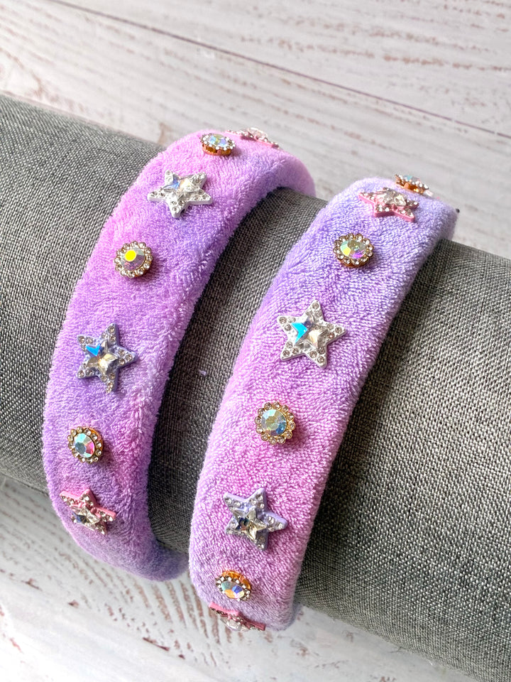 Headband | Purple Ombre Padded Headband with Star Charms | Bari Lynn Accessories
