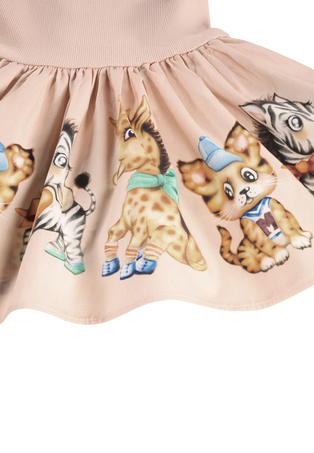 Close-up of a dress with animal print on a plain background