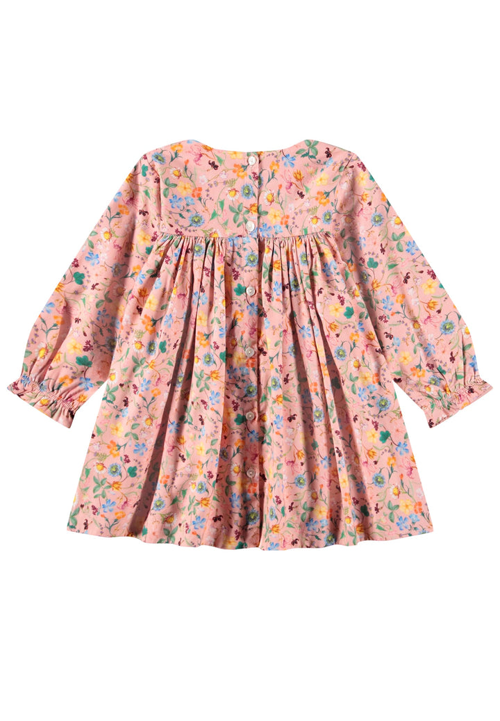 Floral dress with long sleeves on a white background