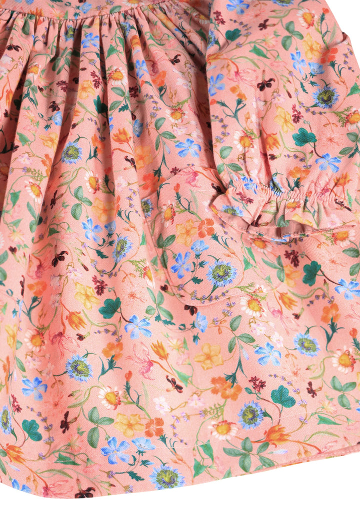 Close up of a Floral patterned fabric with a focus on colors and design.