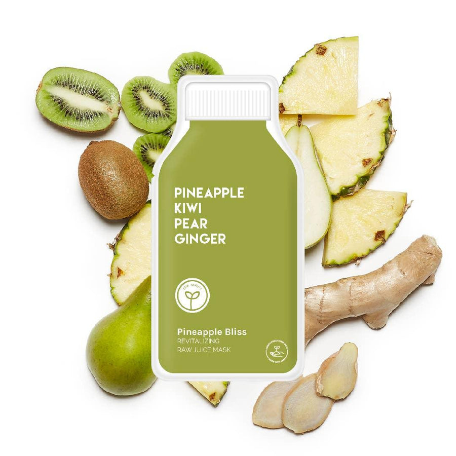 face mask made with all natural ingredients: pineapple, kiwi, pear and ginger. 