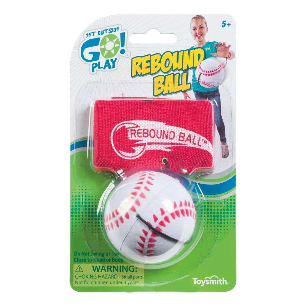 rebound ball with baseball attached to a wristband 