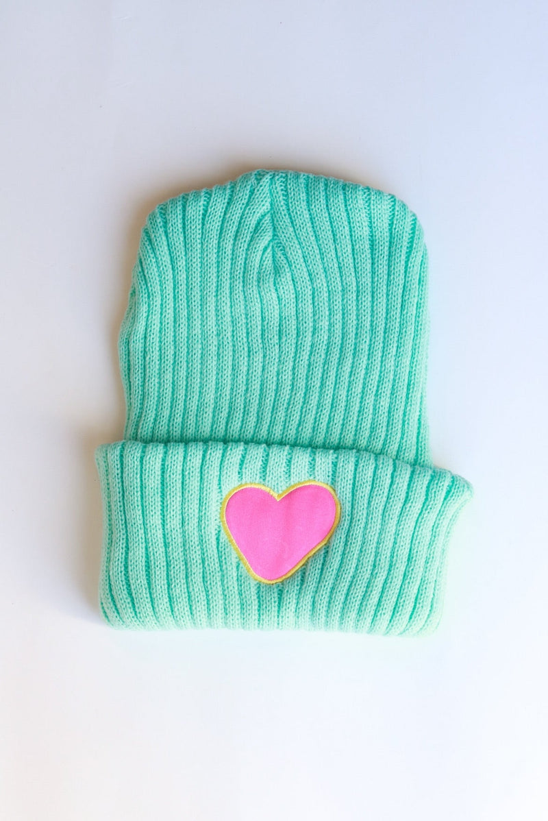 Kids Hat | Azure & Pink Heart Beanie | XOXO by Magpies