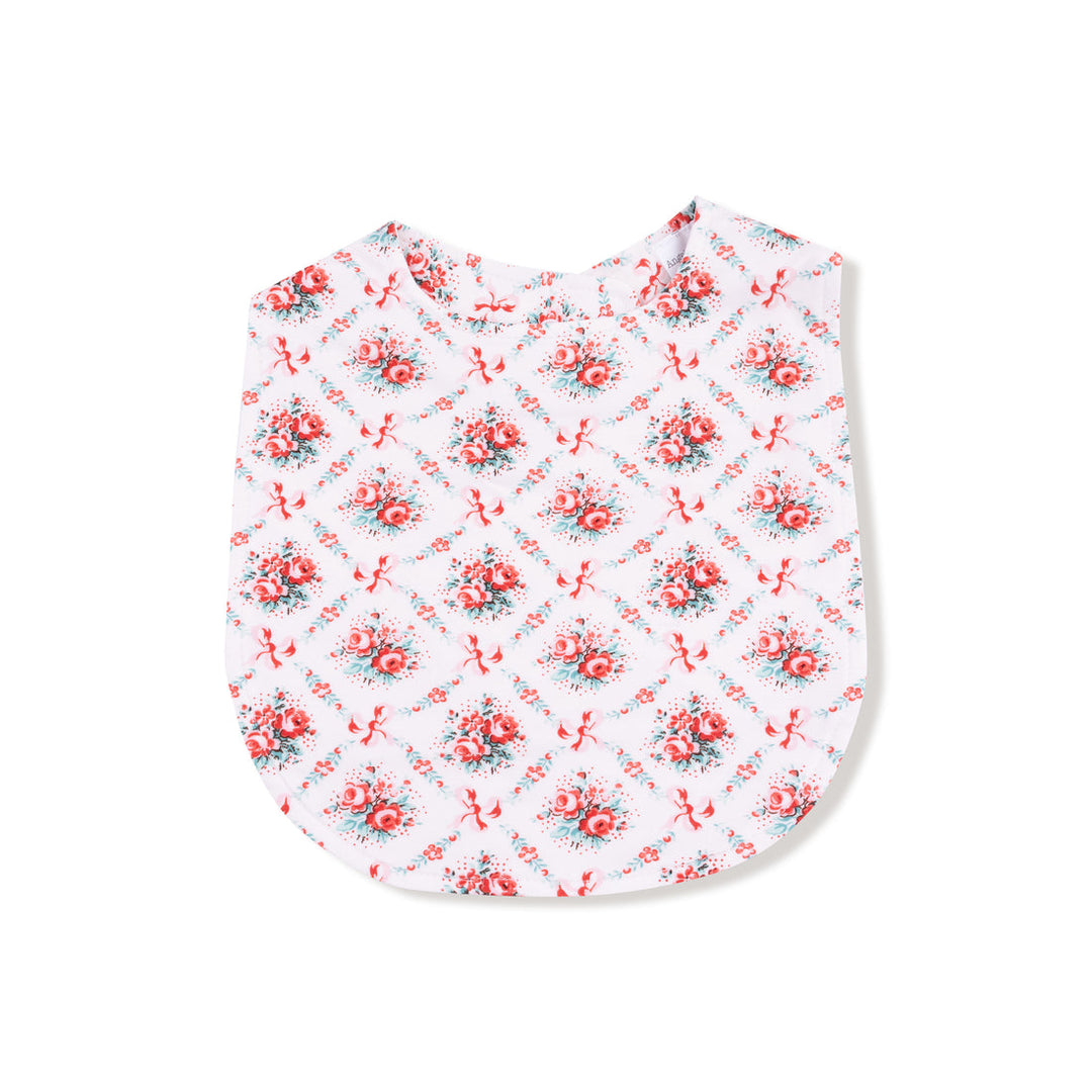 Baby Girl Bib | Rose Bow Lattice | Angel Dear