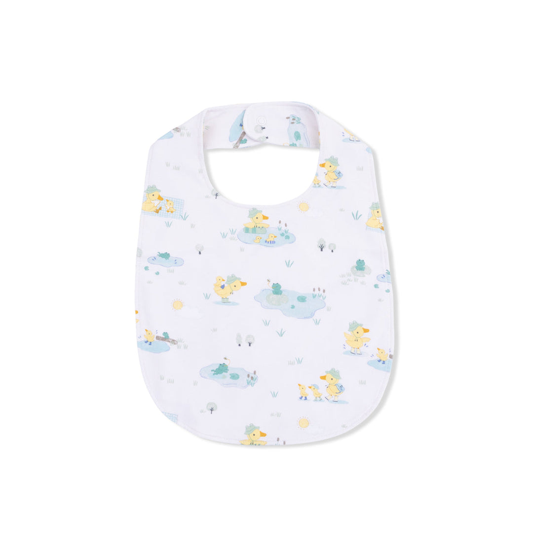 Baby Unisex Bib | Frog and Duck Pond | Angel Dear