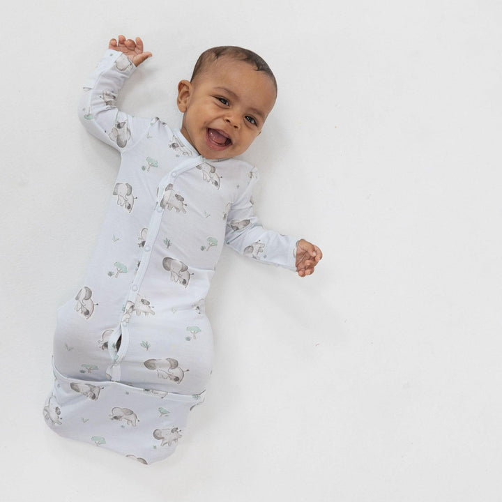 baby modeling the elephant bundle gown