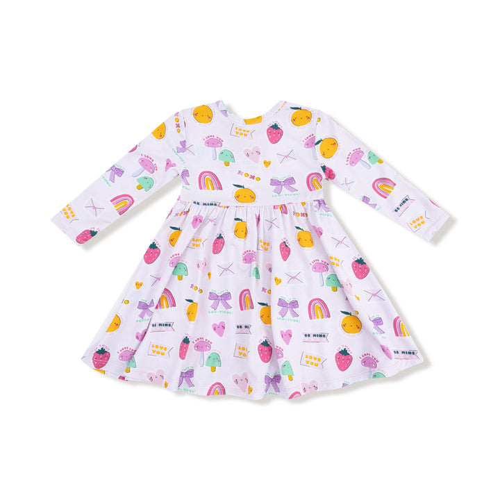 Children's dress with colorful patterns on a white background