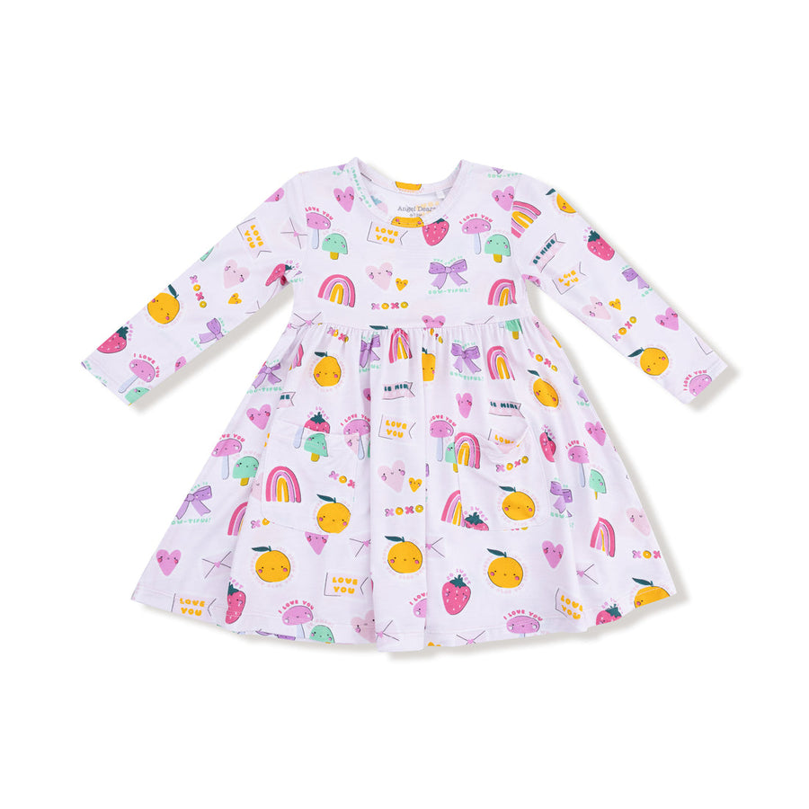 Children's dress with colorful patterns on a white background