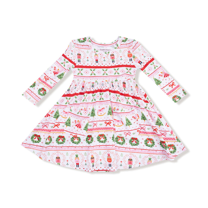 Christmas-themed dress with patterns on a white background