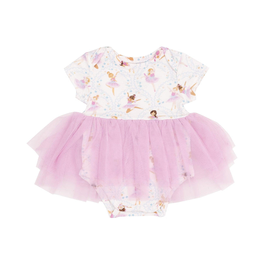 pastel ballerina bodysuit with lavender tutu skirt attached. 