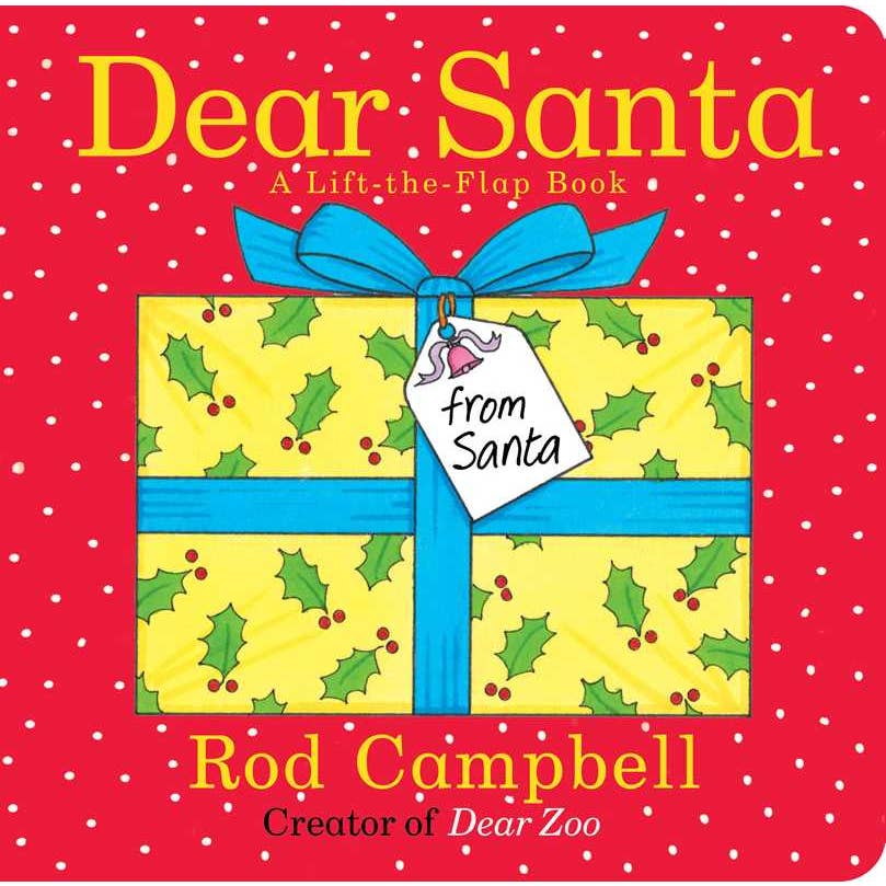 board book titled 'Dear Santa' with a Christmas present on the front