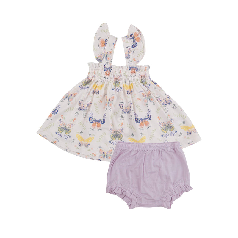 Baby Girl Dress | Ruffle Strap Top and Diaper Cover- Botany Butterflies| Angel Dear