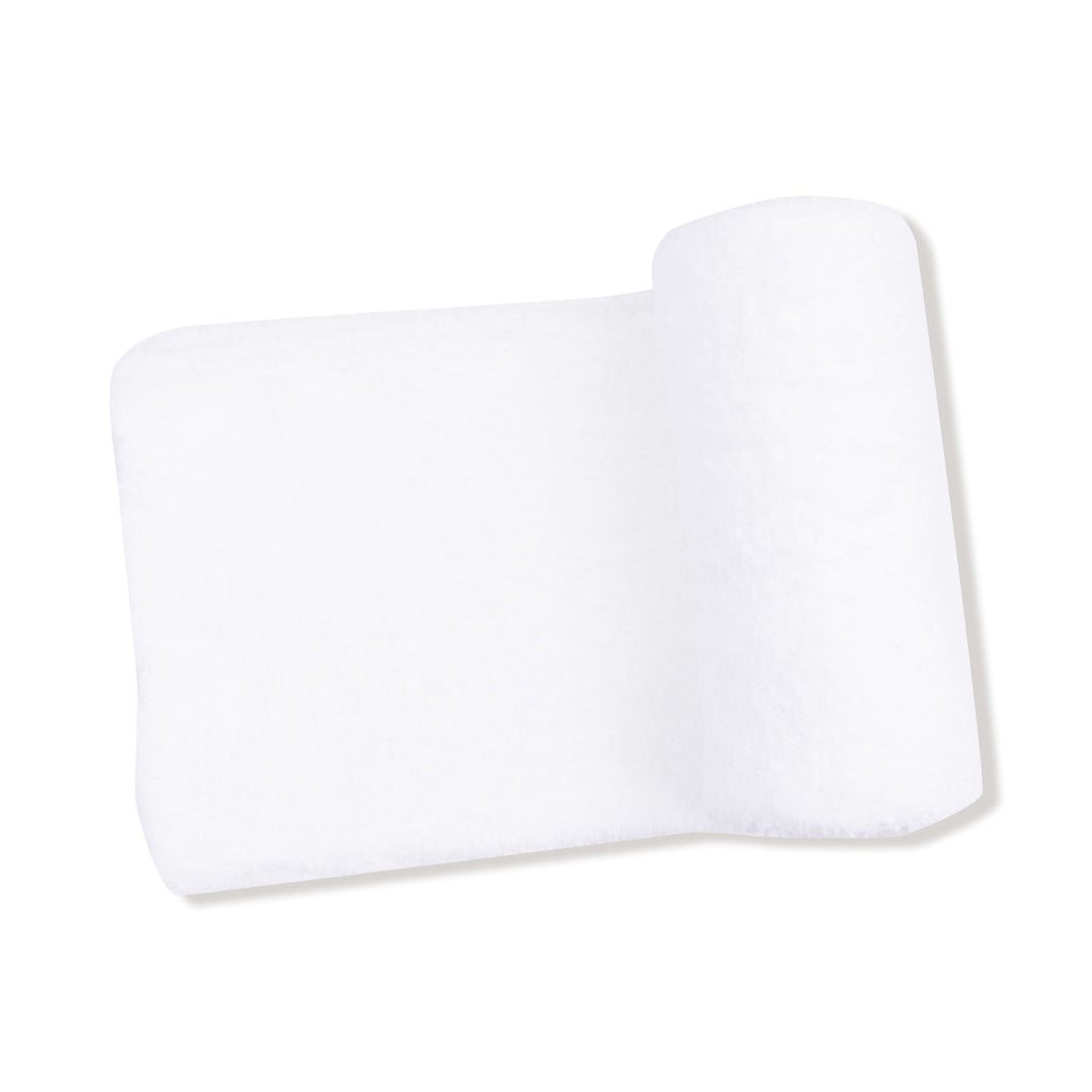 White chenille plush blanket on a white background