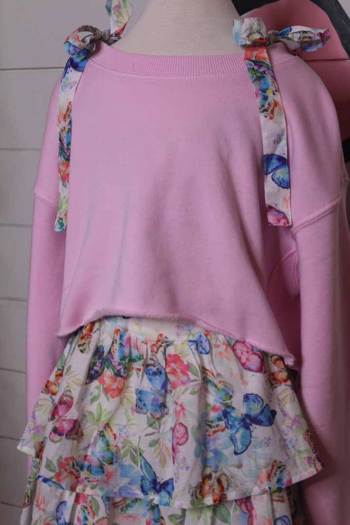 Tween Sweater | Super Crop Sweatshirt- Baby Pink | Katie J NYC