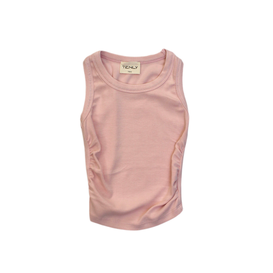 Tween Tops | Shirred Sleeveless Tank - Pink Moscato | Tenly