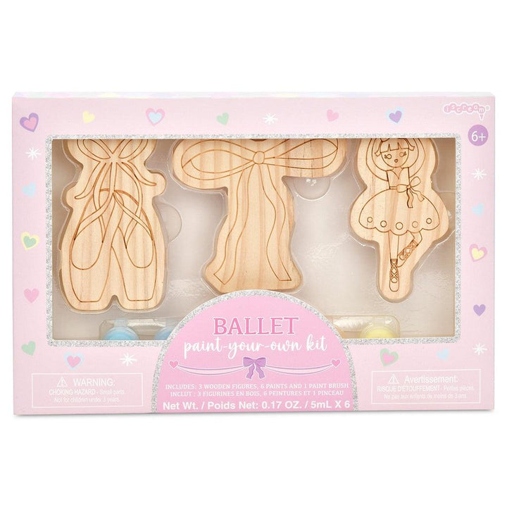 3 wooden pieces that sit in the packaging to a ballet theme. 