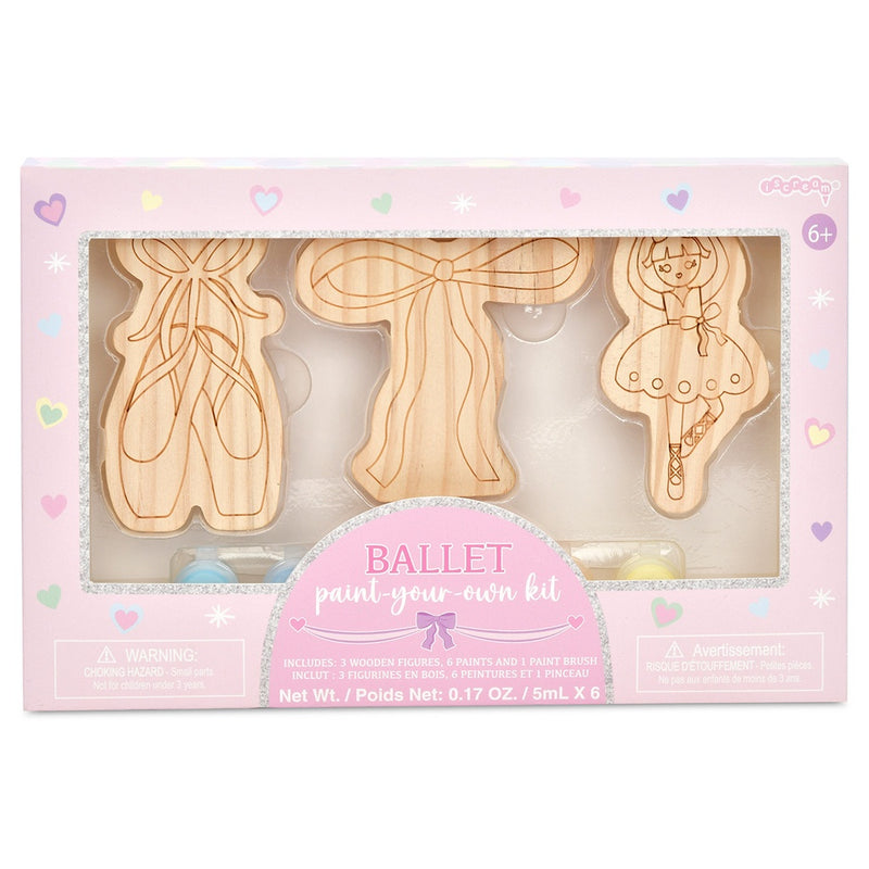 3 wooden pieces that sit in the packaging to a ballet theme. 