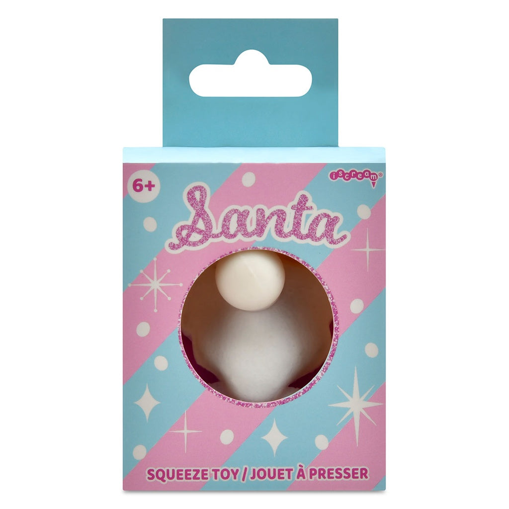 Squeeze toy in packaging with 'Santa' branding on a white background