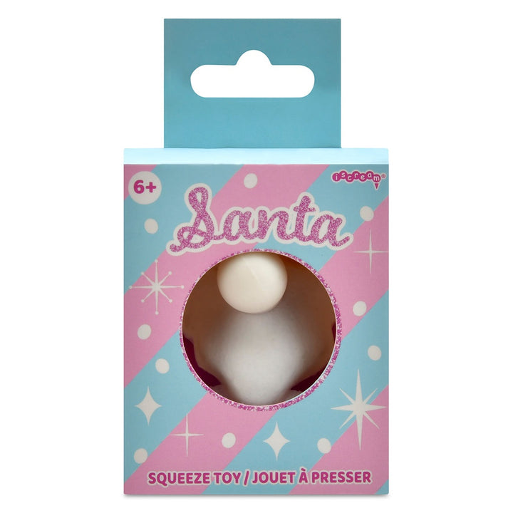 Squeeze toy in packaging with 'Santa' branding on a white background