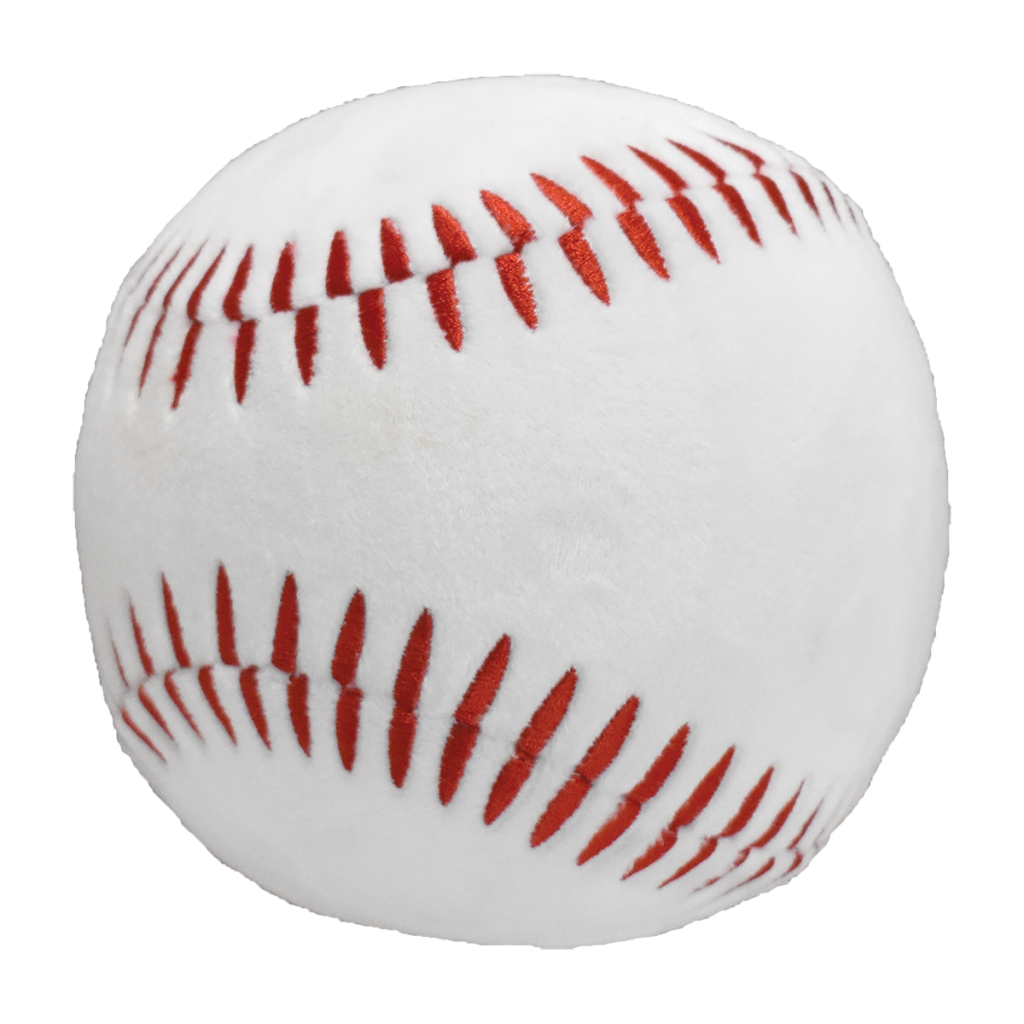 Baseball with red stitching on a white background