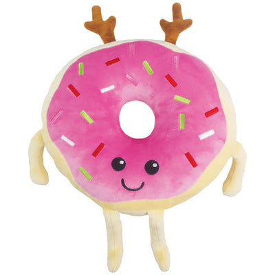 pink donut plush with reindeer ears