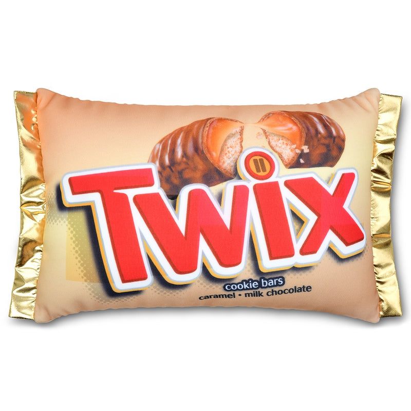 microbead pillow with Twix candy packaging on it. 